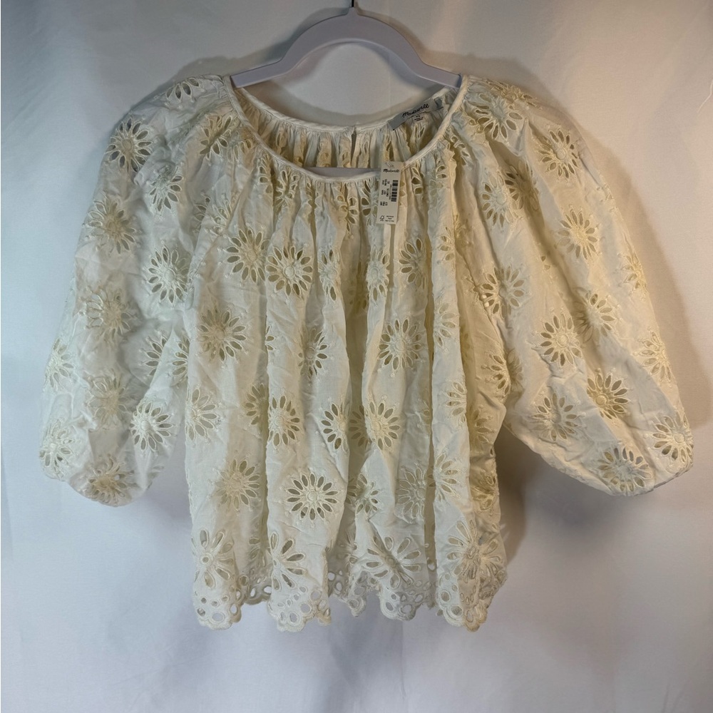 Madewell Cream Eyelet Peasant Blouse